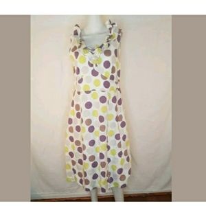 Boden Aline Multi polka dot dress Sleeveless ruffl